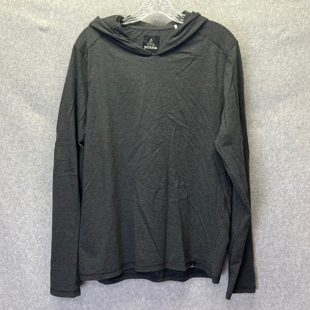 Prana Heather Mens Striped Hoodie Long Sleeve Casual Outdoor Athletic Shirt‎ M
